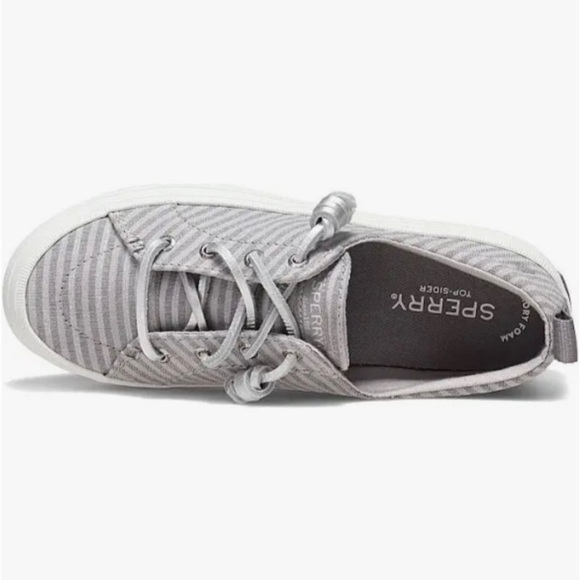 NEW SPERRY Crest Vibe Gray Metallic Stripe Memory Foam Top-Sider Shoes in Box - Picture 5 of 17